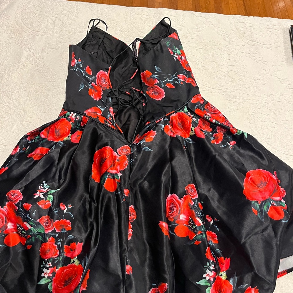 Splash Elegant Black and Red Rose Maxi Dress
